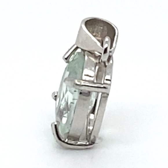 Aquamarine 1.20ct White Gold Finish Solid 925 Sterling Silver Pendant - Picture 6 of 6
